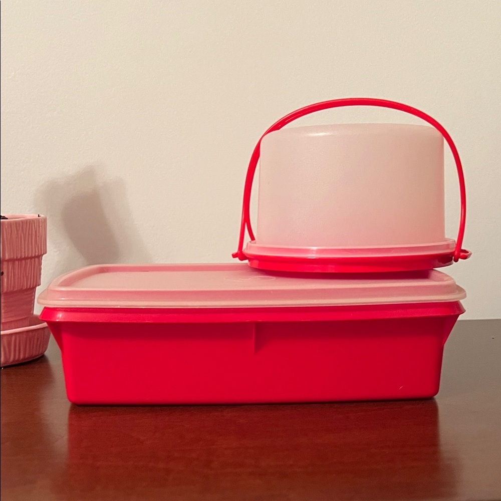 Red Tupperware Storage Containers